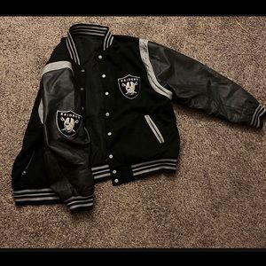 Vintage reversible raiders leather jacket